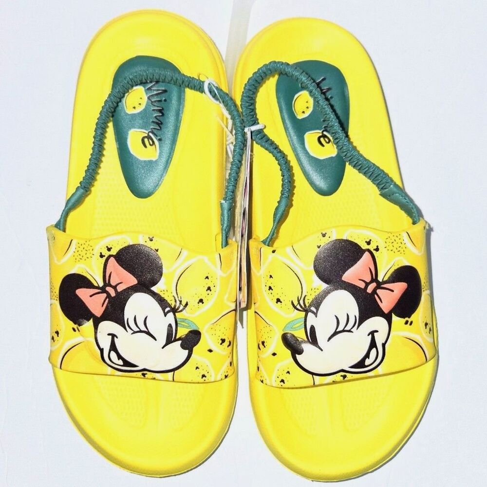DISNEY MINNIE MOUSE Slippers Toddler Girls Kids Slide Sandals XL 11/12 NEW NWT